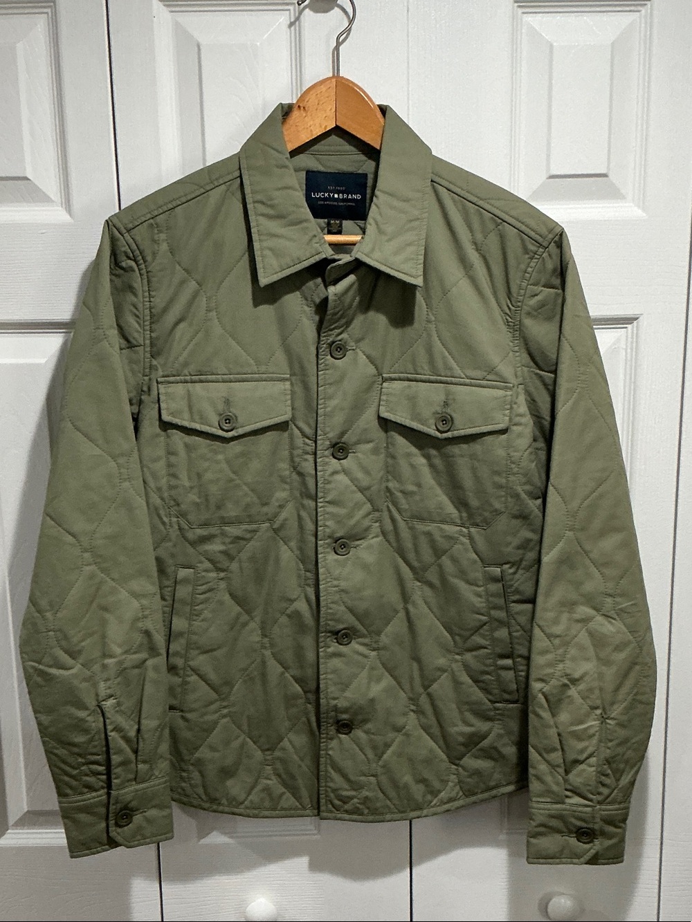Lucky Brand Olive Green Quilted Shirt Jacket